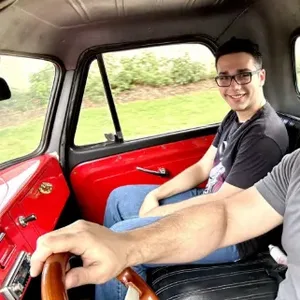 The next generation behind the wheel of a classic truck